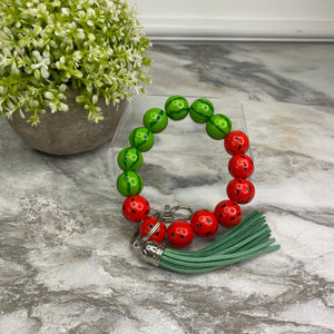Wooden Bead Bracelet Keychain - Watermelon