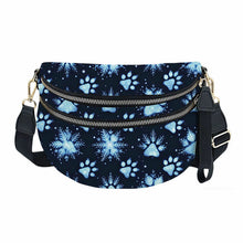 Load image into Gallery viewer, The Roni Nylon Crossbody - Christmas Paw Print Dog Snowflake
