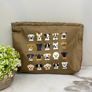 Corduroy Zip Pouch - Dogs