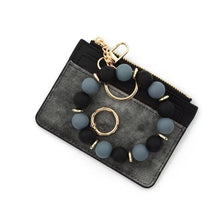 Load image into Gallery viewer, Denim Suede Bracelet Keychain &amp; Card Holder Wallet
