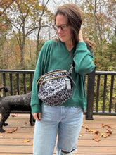 Load image into Gallery viewer, The Roni Nylon Crossbody - Animal Print Grey with Black
