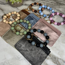 Load image into Gallery viewer, Denim Suede Bracelet Keychain &amp; Card Holder Wallet
