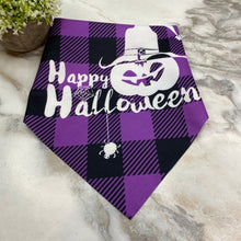 Load image into Gallery viewer, Dog Bandana - Halloween - Happy Halloween Pumpkin Witch Hat
