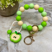 Load image into Gallery viewer, Silicone Bracelet Keychain - Green Apple
