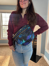 Load image into Gallery viewer, The Roni Nylon Crossbody - Blue Green Purple Galaxy
