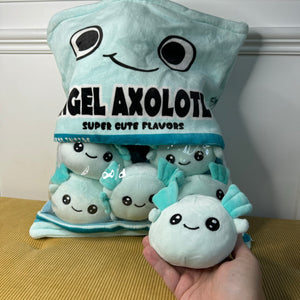 Stuffed Bag of Axolotls Toy - Blue