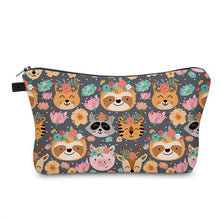 Load image into Gallery viewer, Pouch - Animal Floral, Pig Sloth Raccoon Tiger
