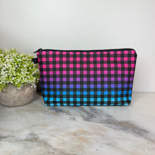 Load image into Gallery viewer, Pouch - Plaid Black &amp; Ombre Pink Purple Blue
