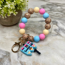 Load image into Gallery viewer, Silicone / Wood Bracelet Keychain - Teacher Life
