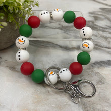 Load image into Gallery viewer, Silicone Bracelet Keychain - Christmas Winter - Red Green Snowman
