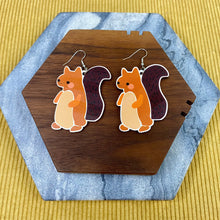 Load image into Gallery viewer, Wooden Dangle Earrings - Squirrel
