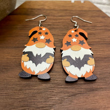 Load image into Gallery viewer, Wooden Dangle Earrings - Halloween - Gnome Bat

