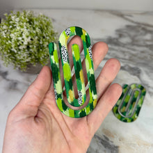 Load image into Gallery viewer, Jumbo Paperclip - Green Gold Dot Splatter
