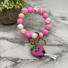 Load image into Gallery viewer, Silicone Bracelet Keychain - Pink Strawberry
