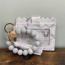 Load image into Gallery viewer, Silicone Bracelet Keychain with Scalloped Card Holder - Marble
