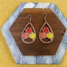 Load image into Gallery viewer, Wooden Teardrop Cutout Earrings - Fall - Leaves
