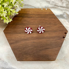 Load image into Gallery viewer, Acrylic Stud Earrings - Christmas - Peppermint Glitter
