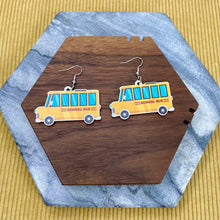 Load image into Gallery viewer, Wooden Dangle Earrings - Teacher - Bus
