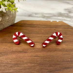 Acrylic Stud Earrings - Christmas - Candy Cane