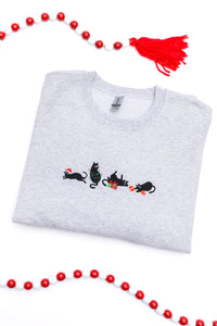 PREORDER: Christmas Cats Embroidered Sweatshirt