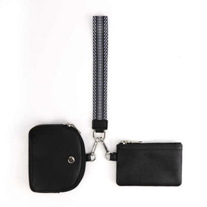 Faux Leather Wristlet + Double Mini Wallet Set