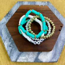 Load image into Gallery viewer, Bracelet Pack - Clay &amp; Gold Bead - Love
