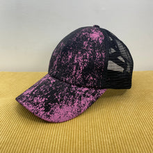 Load image into Gallery viewer, Hat - Ponytail - Purple Splatter
