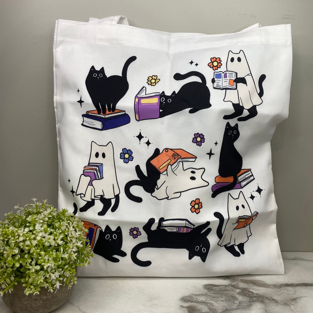 Tote Bag - Halloween - Cat Books