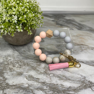 Silicone Bracelet Keychain - Light Pink