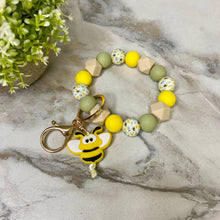 Load image into Gallery viewer, Silicone Bracelet Keychain - Bee
