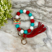 Load image into Gallery viewer, Silicone Bracelet Keychain - Christmas - Merry Christmas Reindeer
