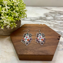 Load image into Gallery viewer, Acrylic Dangle Earrings - Clear Ghost Flowers Halloween
