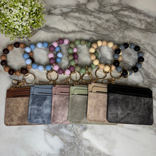 Load image into Gallery viewer, Denim Suede Bracelet Keychain &amp; Card Holder Wallet
