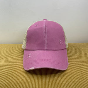 Hat - Criss Cross Ponytail - Pink