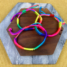 Load image into Gallery viewer, Bracelet - Adjustable String - Braided Solid Rainbow
