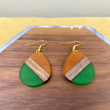 Load image into Gallery viewer, Dangle Earring - Wood &amp; Acrylic - Clear Yellow Green Wood
