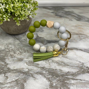 Silicone Bracelet Keychain - Olive