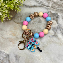 Load image into Gallery viewer, Silicone / Wood Bracelet Keychain - Teacher Life
