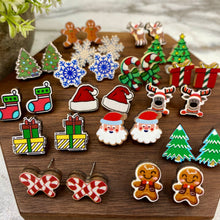 Load image into Gallery viewer, Wooden Stud Earrings - Christmas - Random Mix
