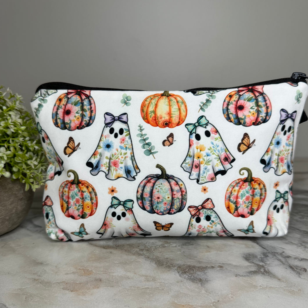 Pouch - Halloween Fall - Floral Pumpkin Ghost