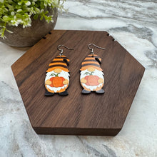 Load image into Gallery viewer, Wooden Dangle Earrings - Fall - Gnome Pumpkin
