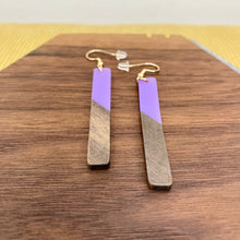 Load image into Gallery viewer, Dangle Earring - Wood &amp; Acrylic - Rectangle
