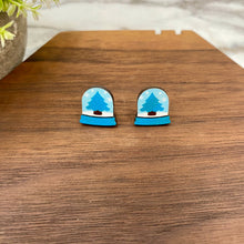 Load image into Gallery viewer, Wooden Stud Earrings - Christmas - Snow Globe
