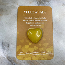 Load image into Gallery viewer, Heart Stone &amp; Description Card - Yellow Jade
