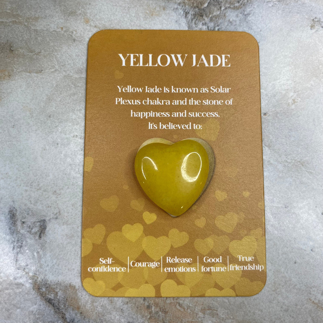 Heart Stone & Description Card - Yellow Jade