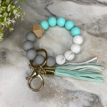Load image into Gallery viewer, Silicone Bracelet Keychain - Aqua
