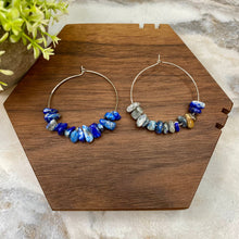 Load image into Gallery viewer, Silver Hoop Earrings - Stone #4
