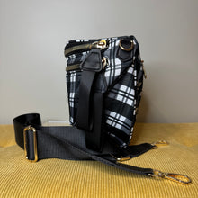 Load image into Gallery viewer, The Roni Nylon Crossbody - Black &amp; White Plaid

