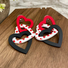 Load image into Gallery viewer, Soft Acrylic Dangle Earrings - Hearts Linked
