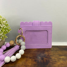 Load image into Gallery viewer, Silicone Bracelet Keychain with Scalloped Card Holder - Lavender Purple
